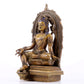 A solemn alloy copper inlaid silver-green Tara statue