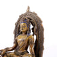 A solemn alloy copper inlaid silver-green Tara statue