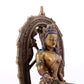 A solemn alloy copper inlaid silver-green Tara statue