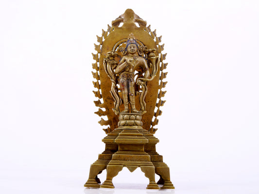 A majestic alloy copper inlaid silver standing statue of Tara