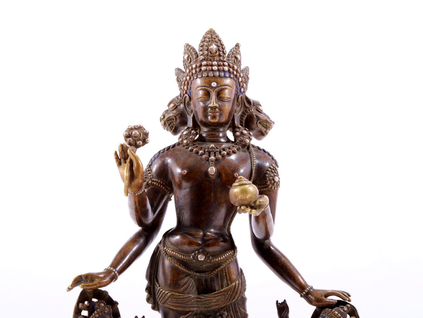 solemn alloy copper inlaid silver Buddha statue