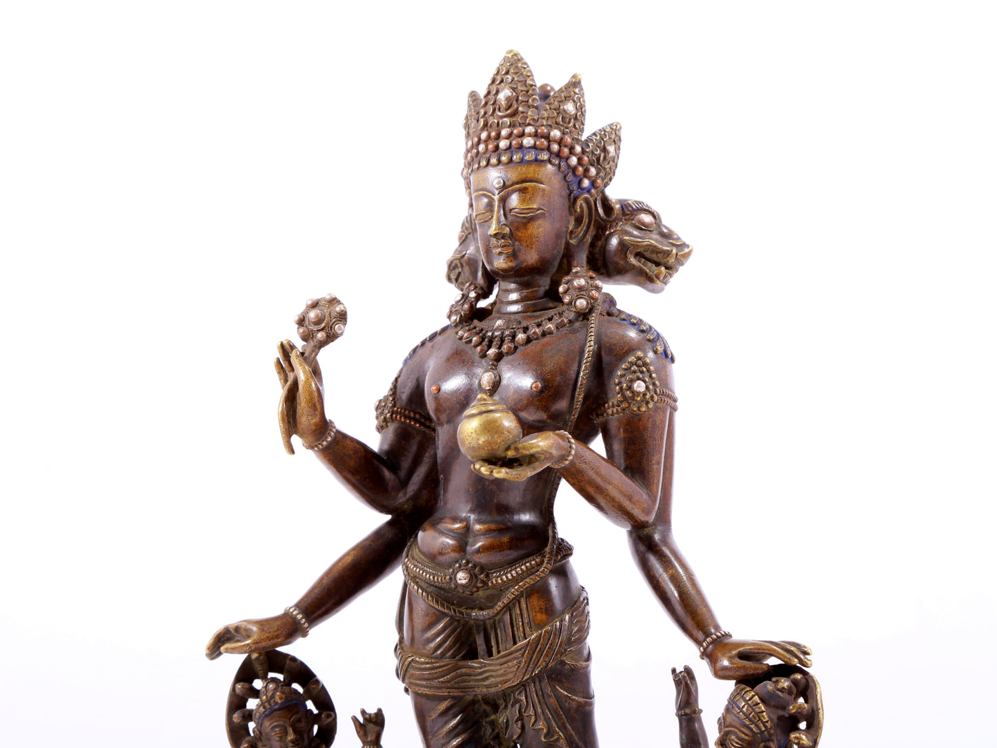 solemn alloy copper inlaid silver Buddha statue