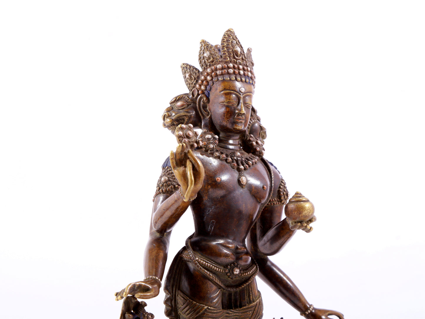 solemn alloy copper inlaid silver Buddha statue