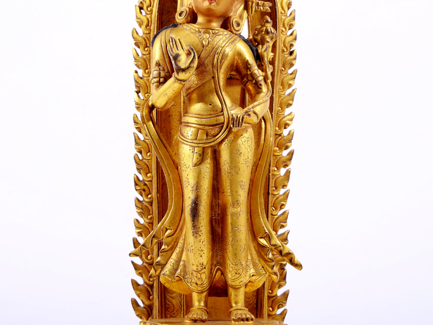 A majestic gilt bronze statue of Tara