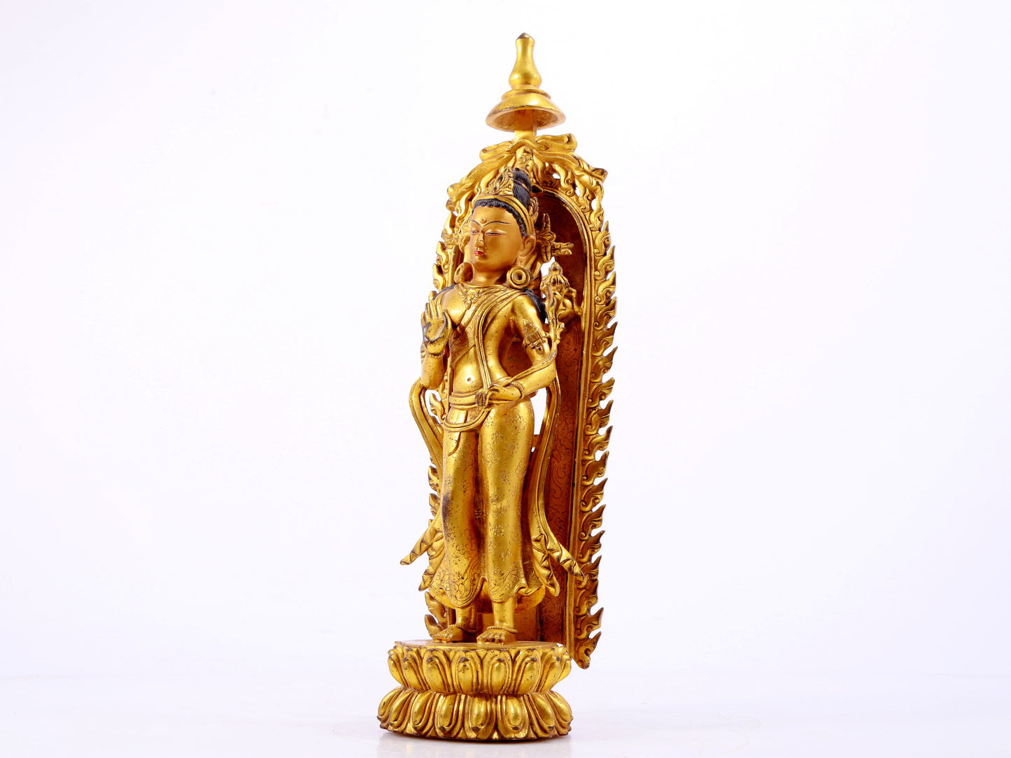 A majestic gilt bronze statue of Tara