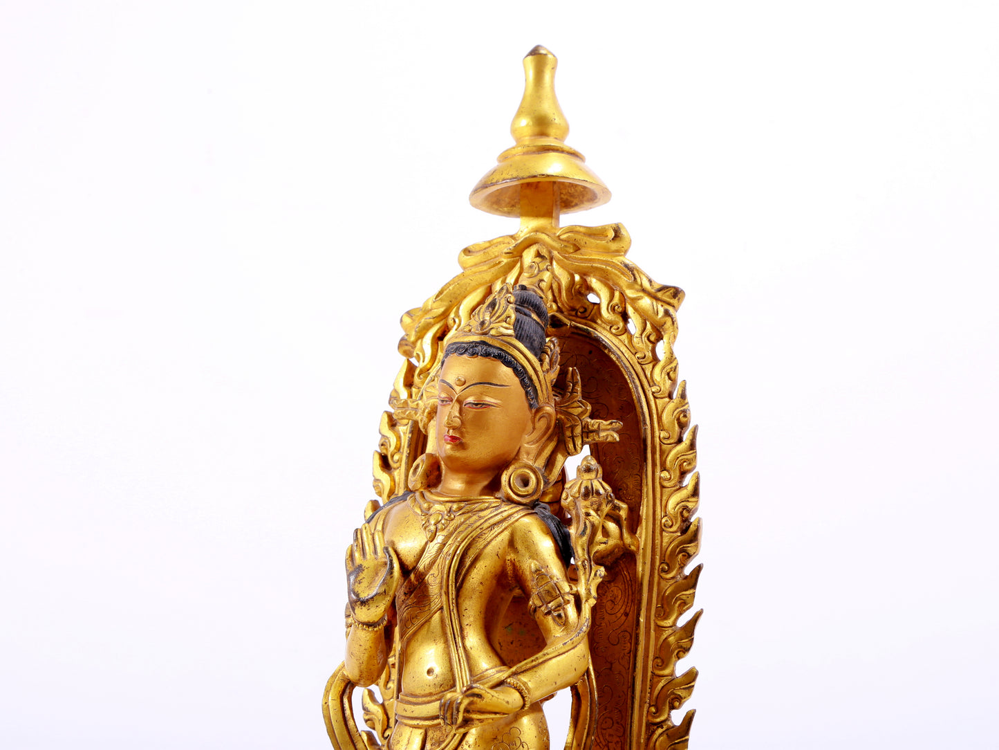 A majestic gilt bronze statue of Tara