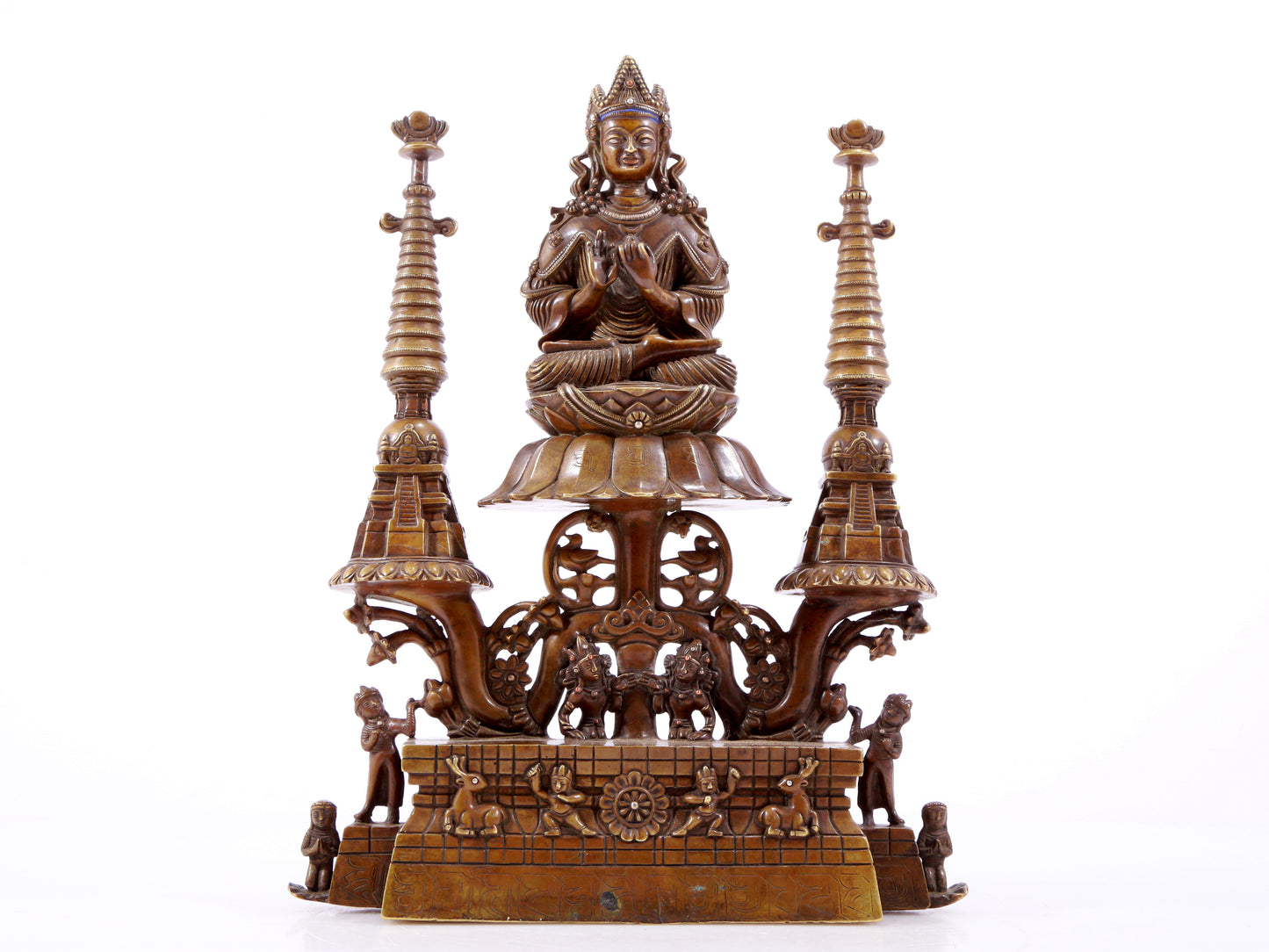 solemn alloy copper inlaid silver Buddha statue