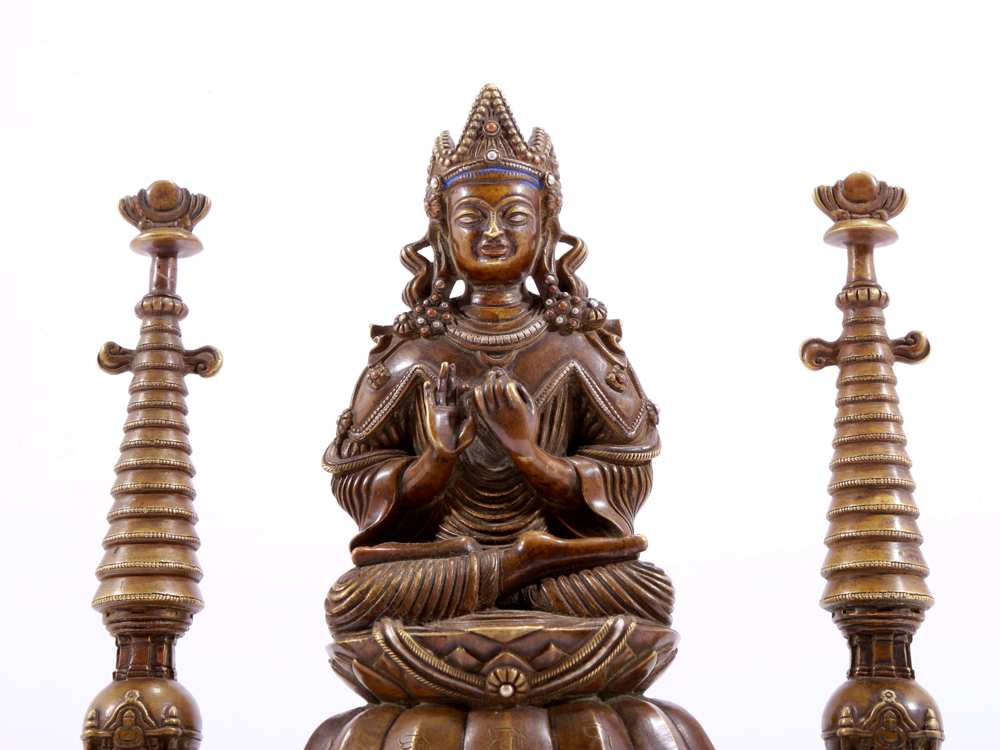 solemn alloy copper inlaid silver Buddha statue