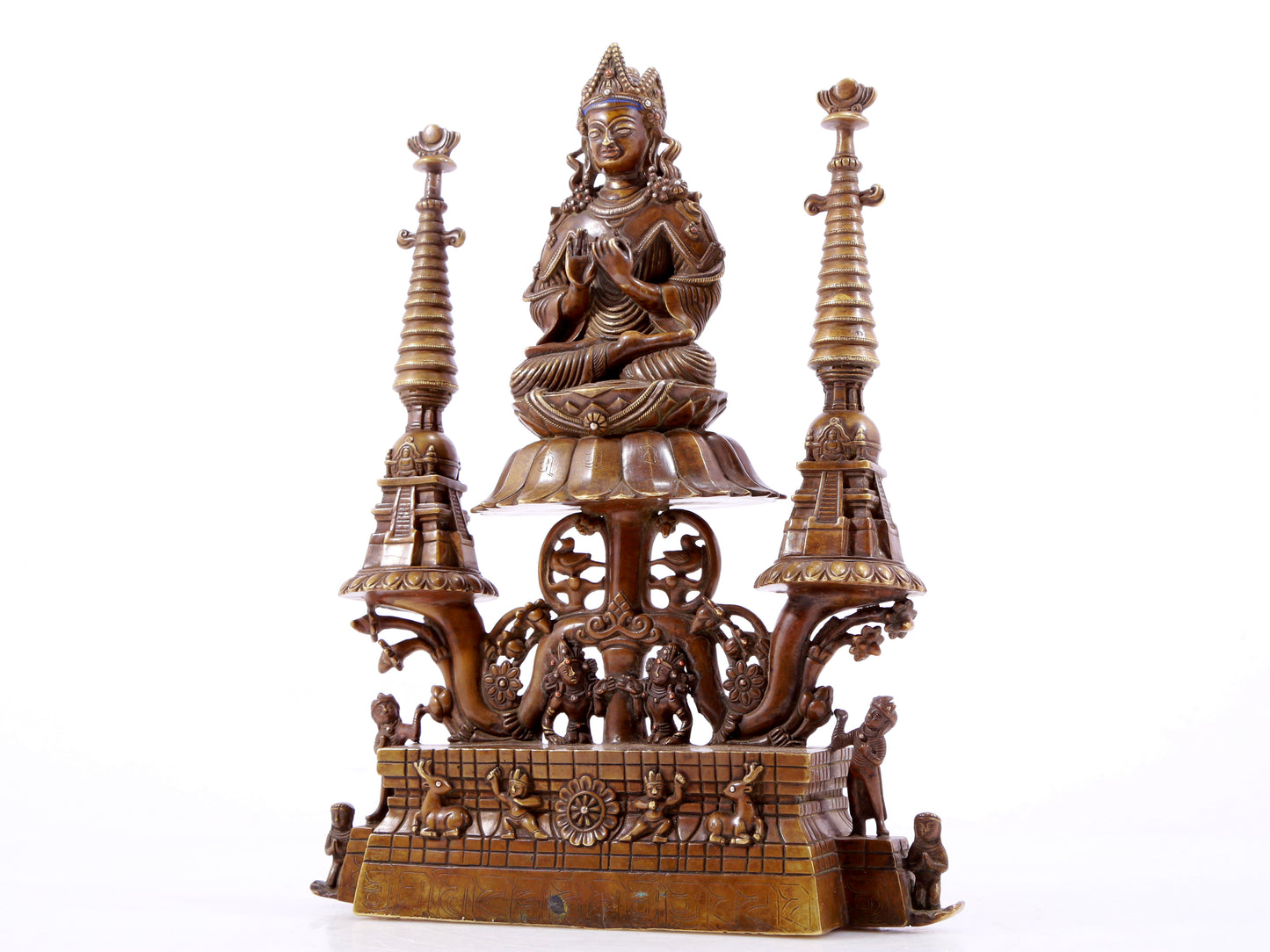 solemn alloy copper inlaid silver Buddha statue