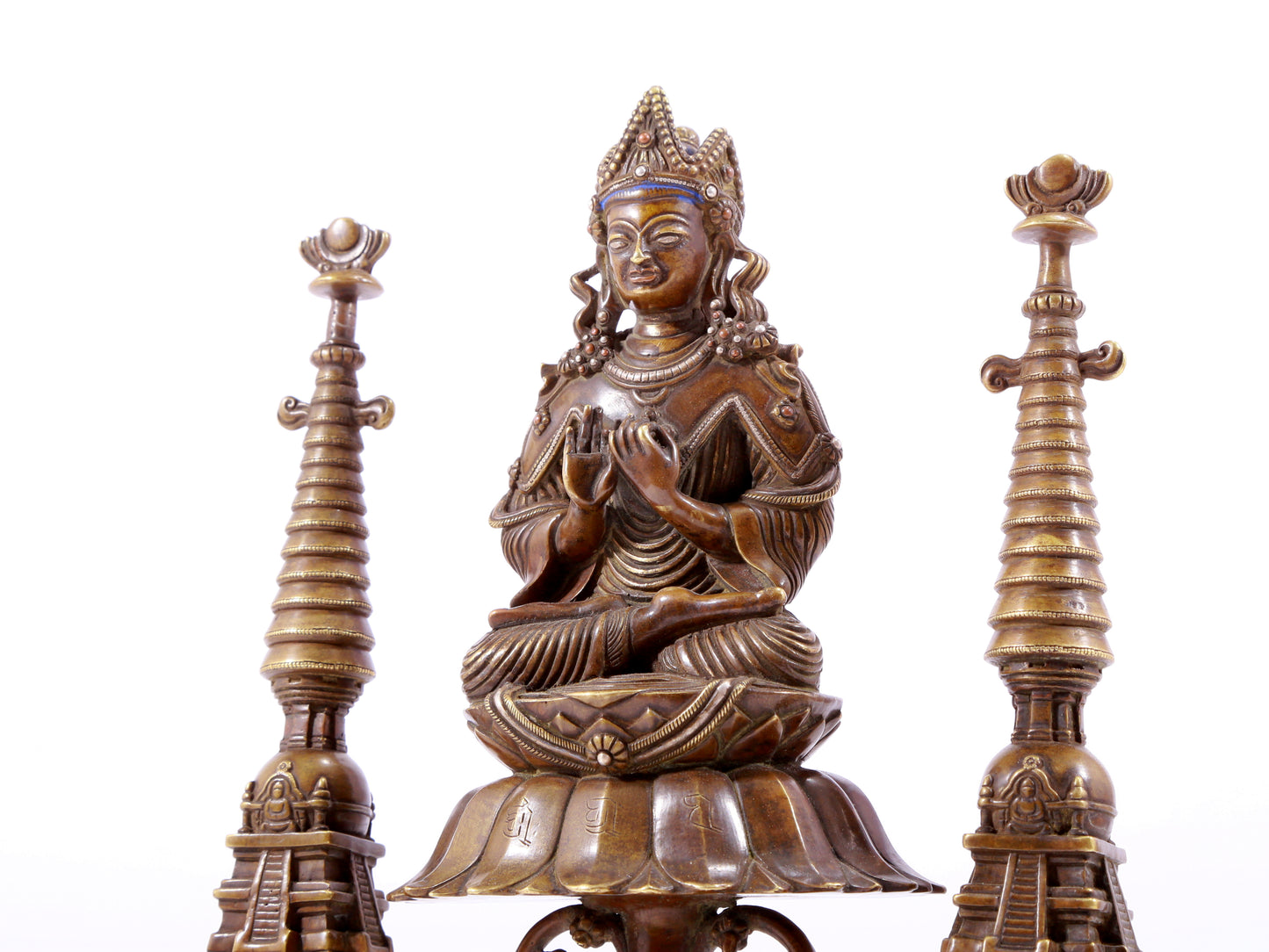 solemn alloy copper inlaid silver Buddha statue