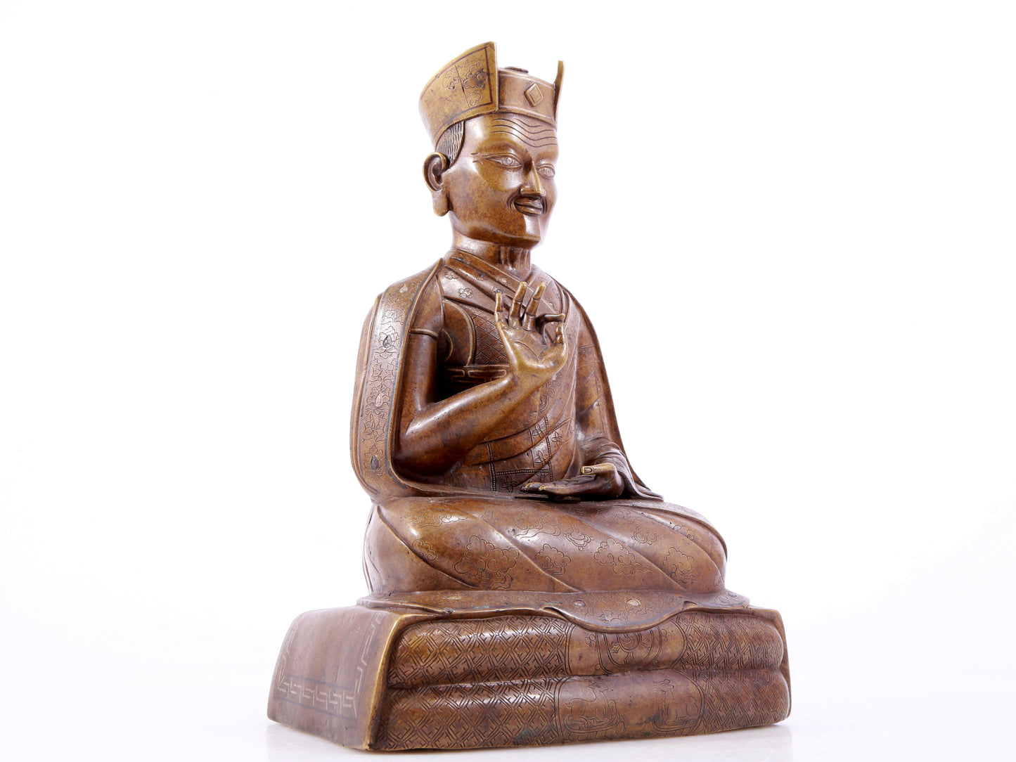 A solemn alloy copper inlaid silver statue of the guru