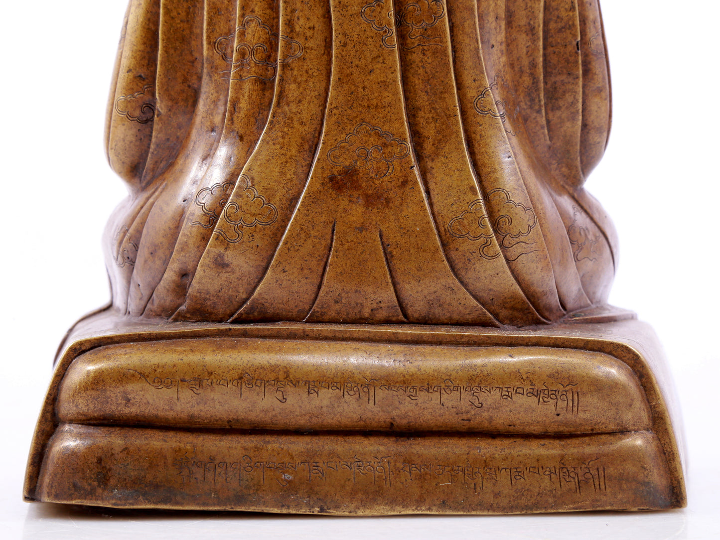 A solemn alloy copper inlaid silver statue of the guru