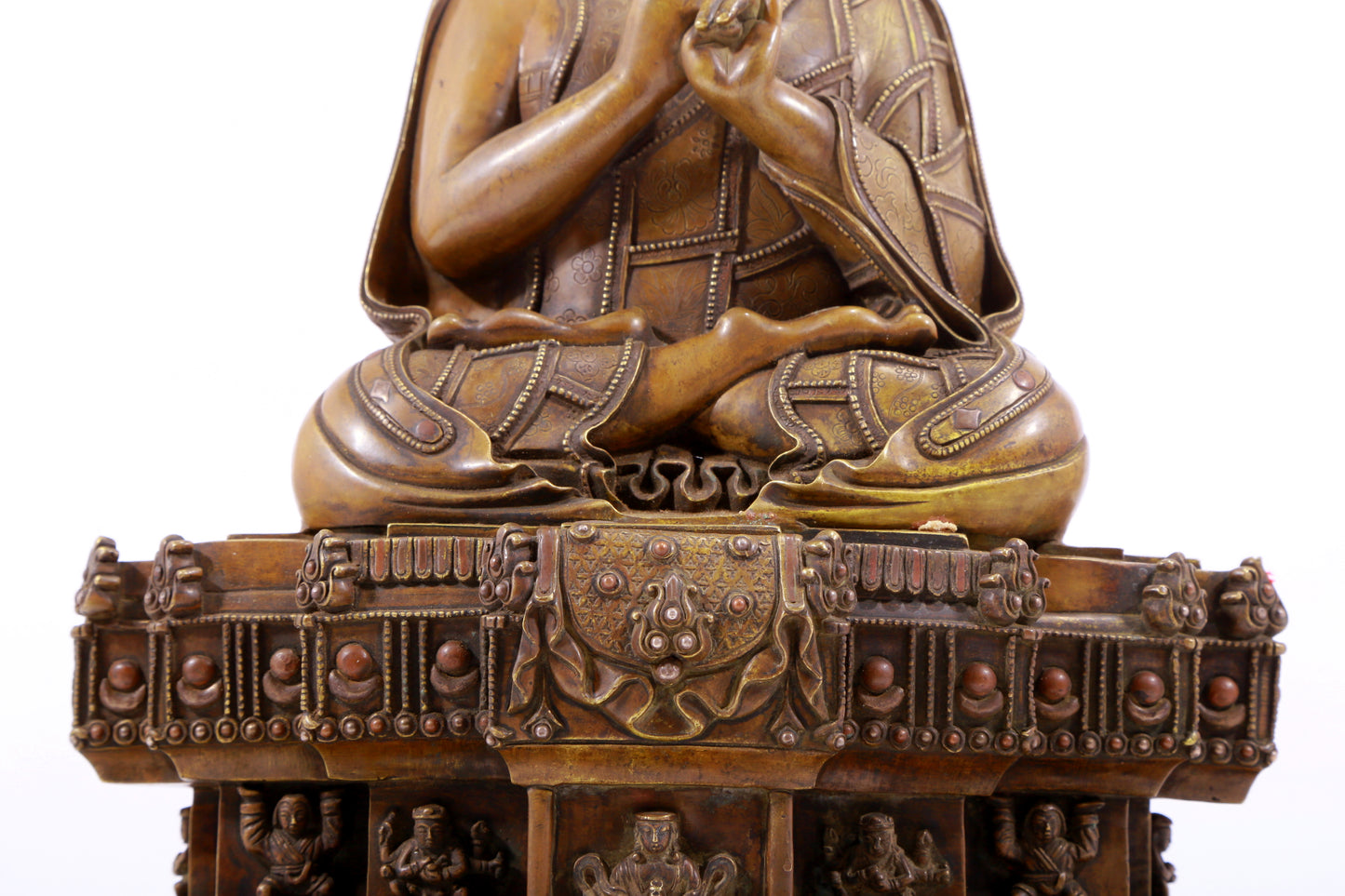 A solemn alloy copper inlaid silver statue of the guru