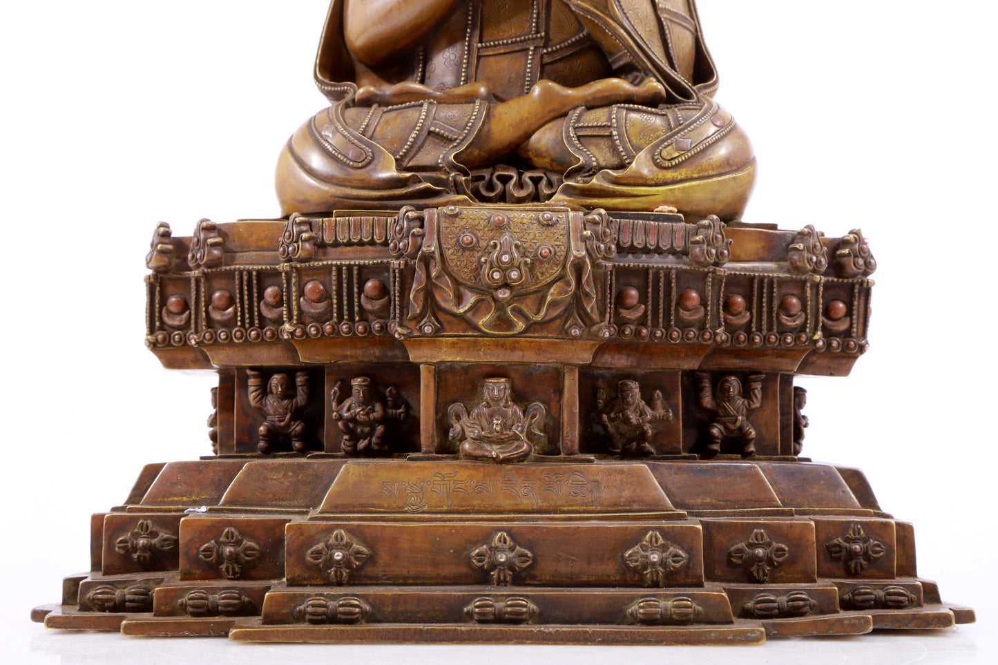 A solemn alloy copper inlaid silver statue of the guru