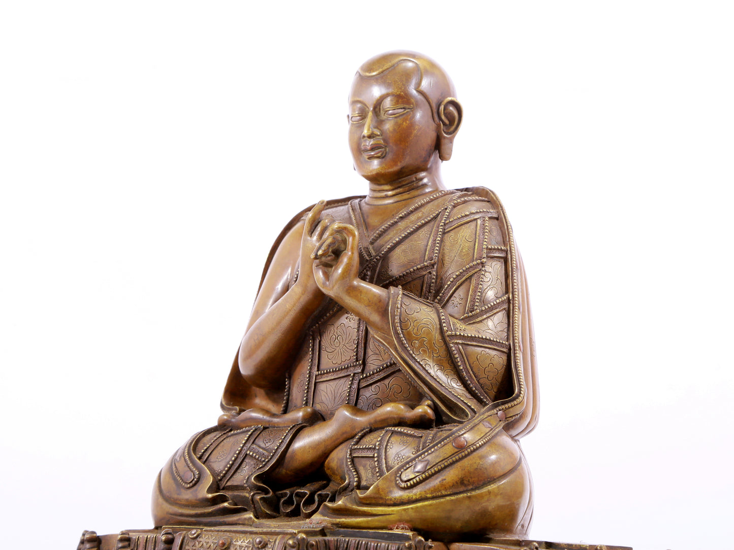 A solemn alloy copper inlaid silver statue of the guru