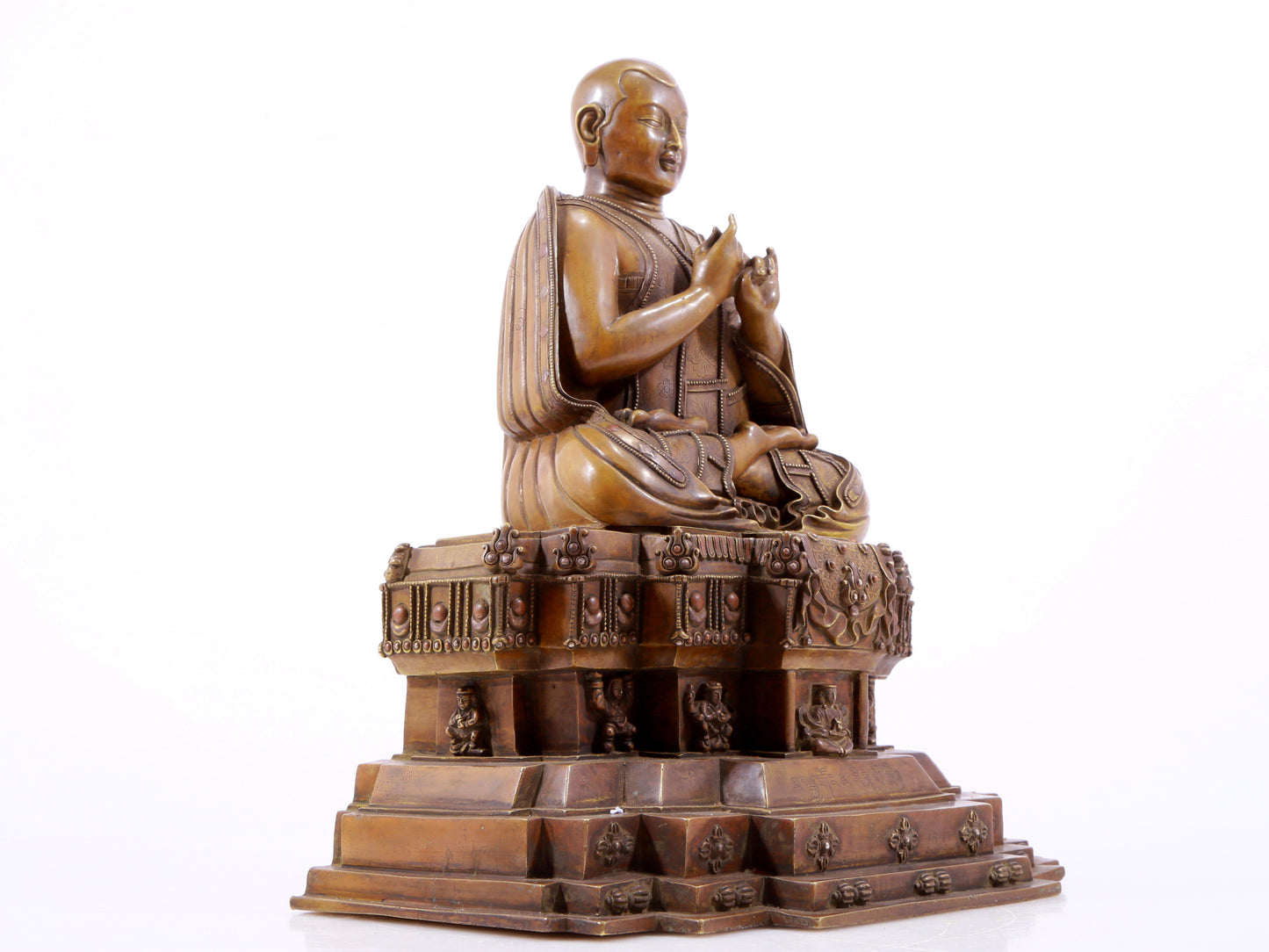 A solemn alloy copper inlaid silver statue of the guru