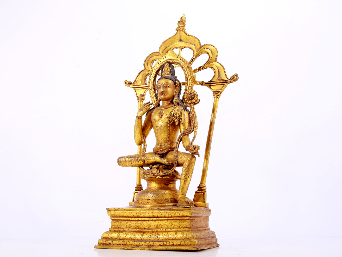 A majestic gilt bronze statue of green Tara