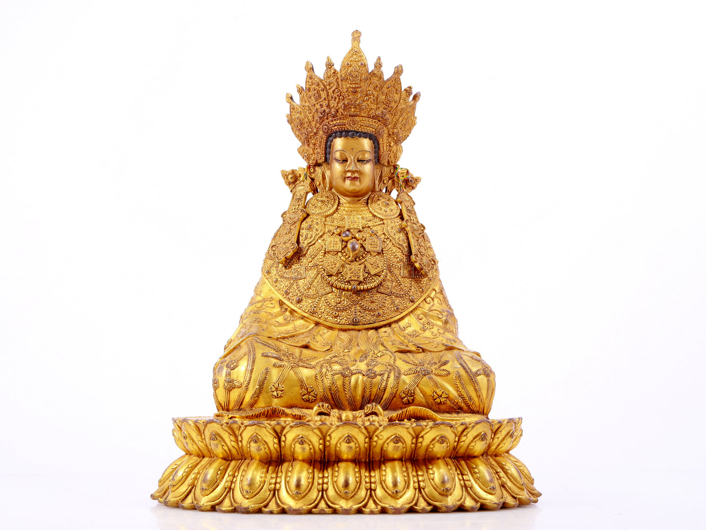 A solemn gilt bronze Bodhisattva with six-character inscription Qianlong