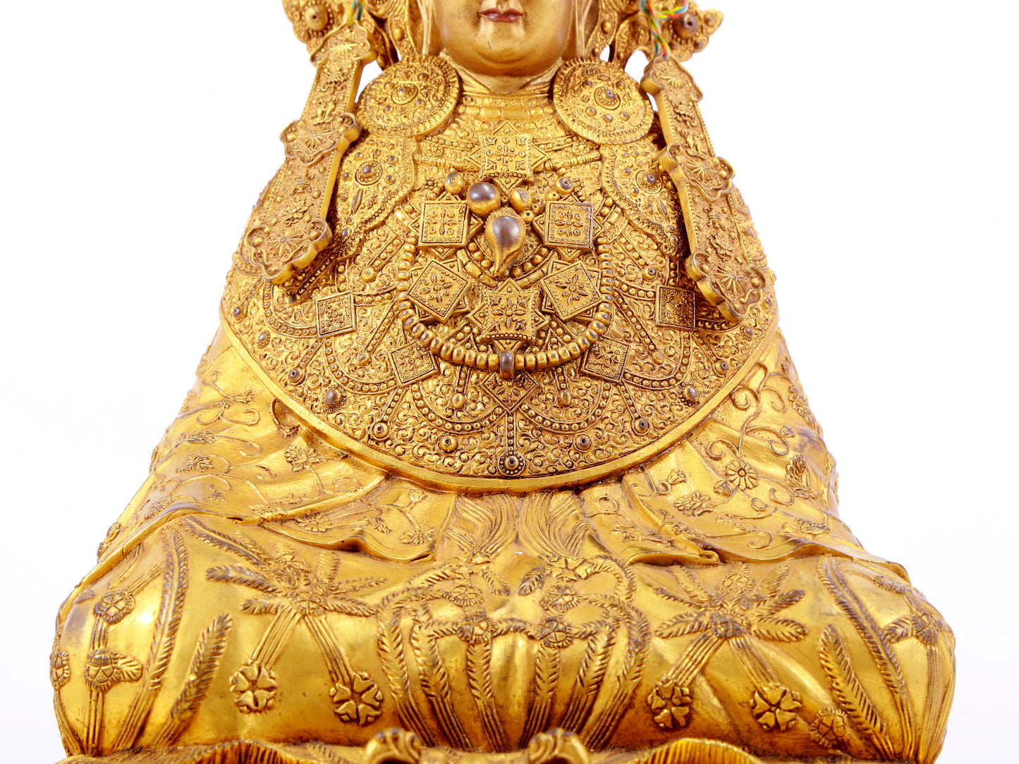 A solemn gilt bronze Bodhisattva with six-character inscription Qianlong