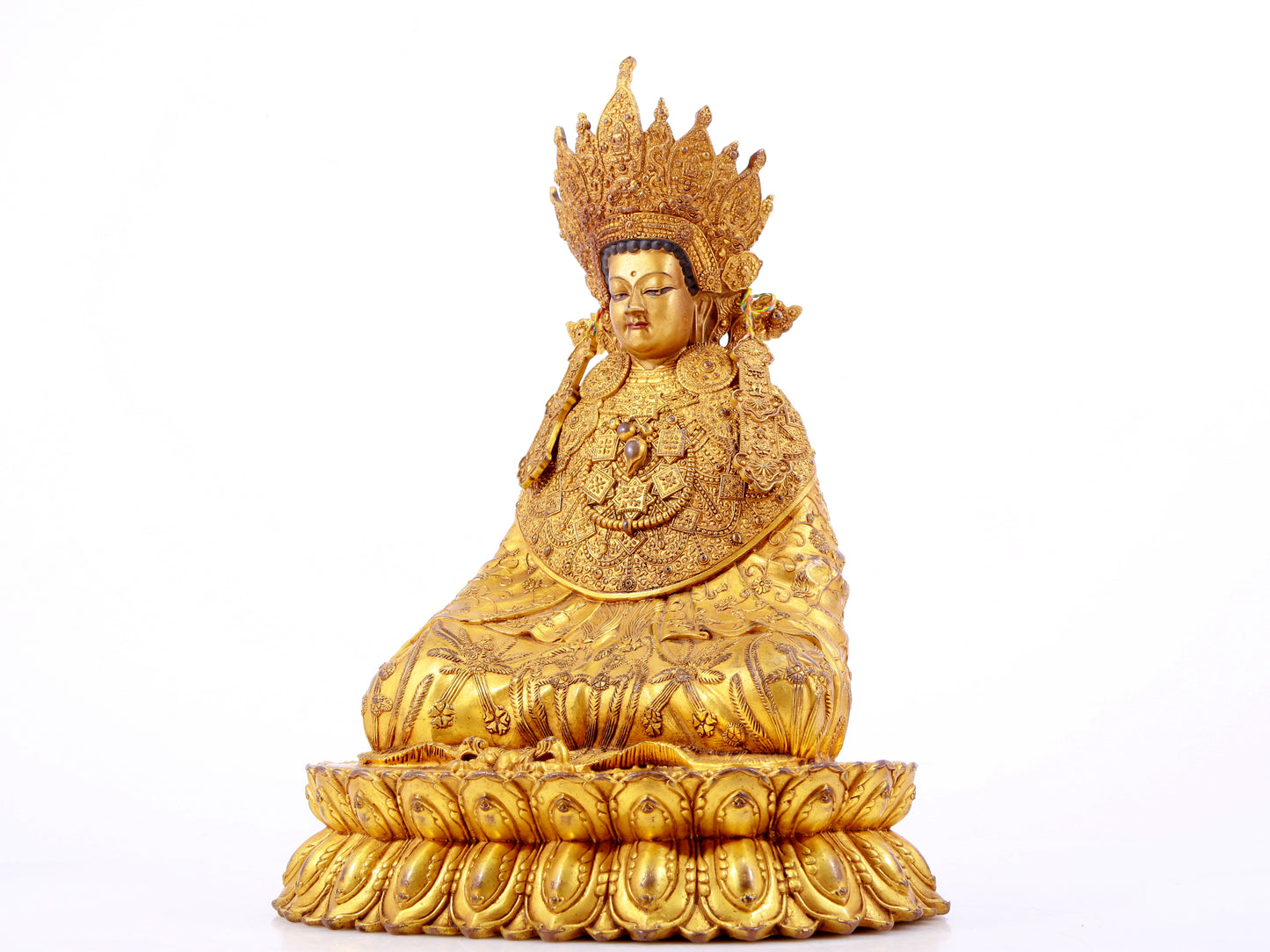 A solemn gilt bronze Bodhisattva with six-character inscription Qianlong