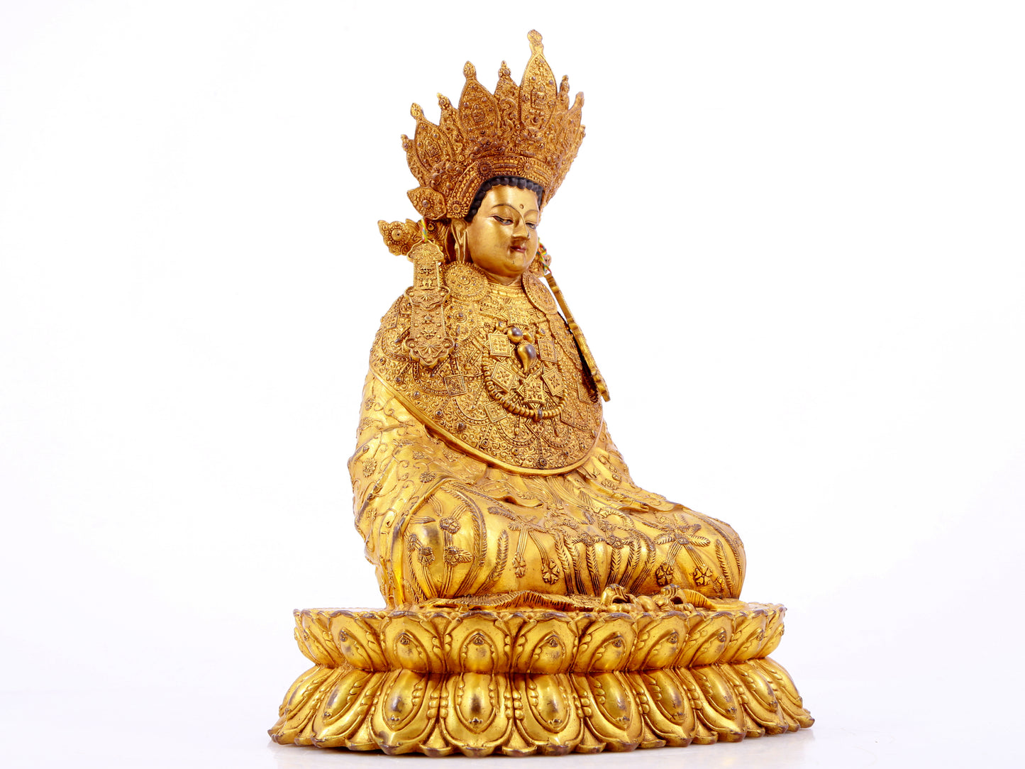 A solemn gilt bronze Bodhisattva with six-character inscription Qianlong