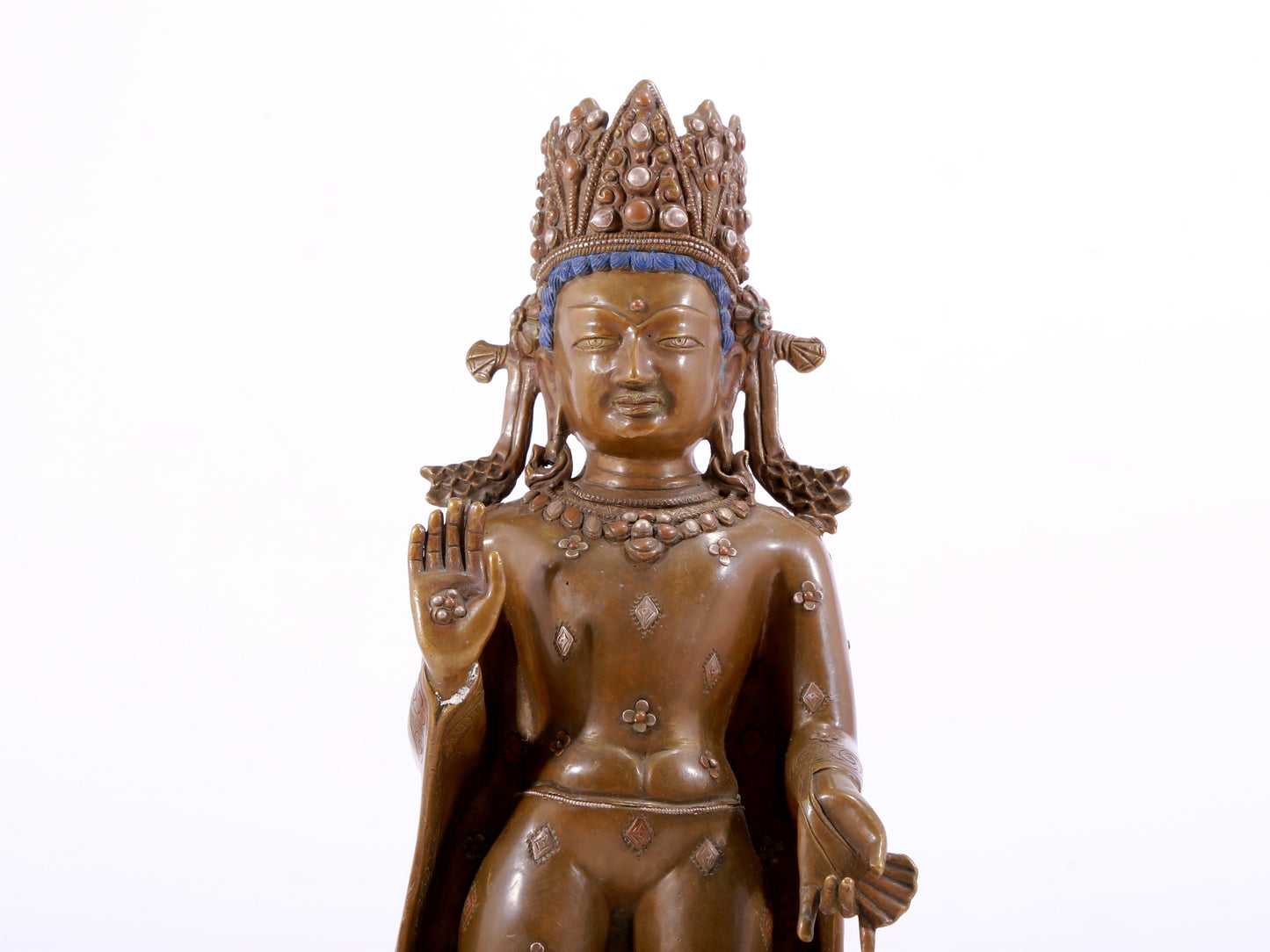 solemn alloy copper inlaid silver Buddha statue