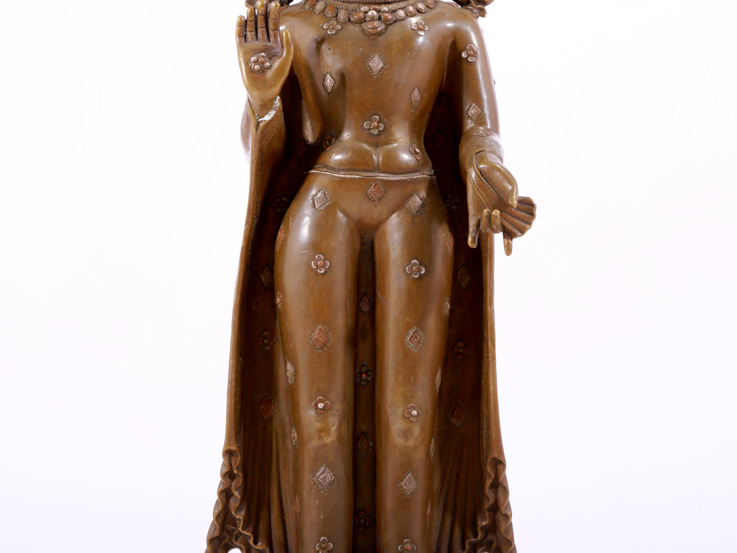 solemn alloy copper inlaid silver Buddha statue