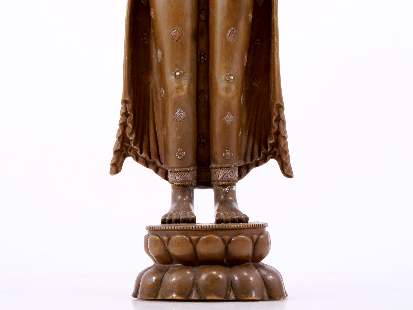 solemn alloy copper inlaid silver Buddha statue