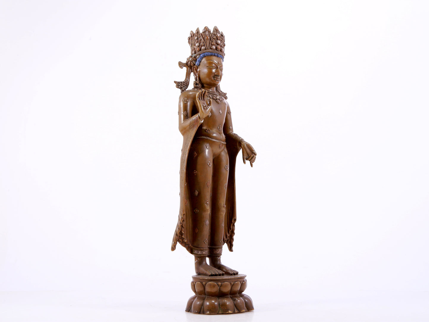 solemn alloy copper inlaid silver Buddha statue