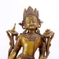 A majestic alloy copper inlaid silver standing statue of Tara