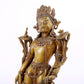 A majestic alloy copper inlaid silver standing statue of Tara