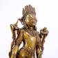 A majestic alloy copper inlaid silver standing statue of Tara