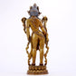 A majestic alloy copper inlaid silver standing statue of Tara