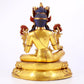A solemn gilt copper inlaid turquoise green Tara statue