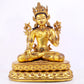 majestic gilt bronze statue of White Tara inlaid with turquoise