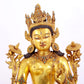 majestic gilt bronze statue of White Tara inlaid with turquoise