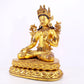 majestic gilt bronze statue of White Tara inlaid with turquoise