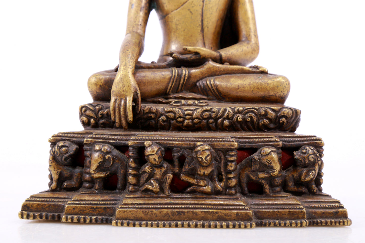 A solemn alloy copper statue of Gautama Buddha