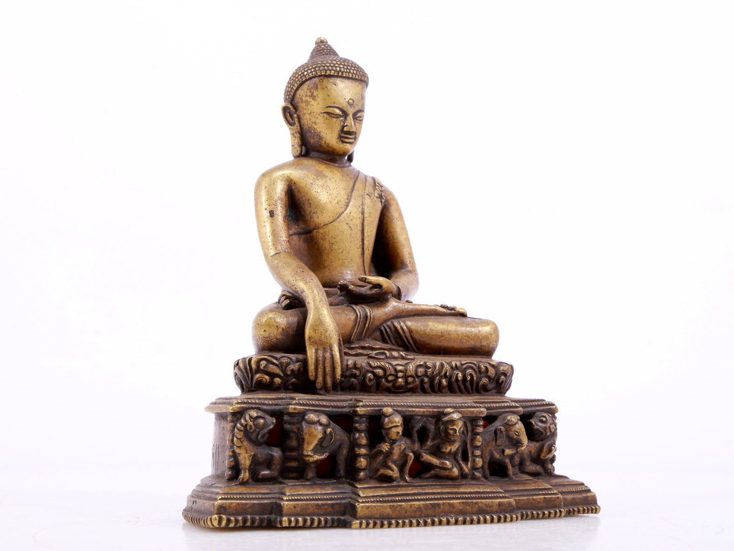 A solemn alloy copper statue of Gautama Buddha