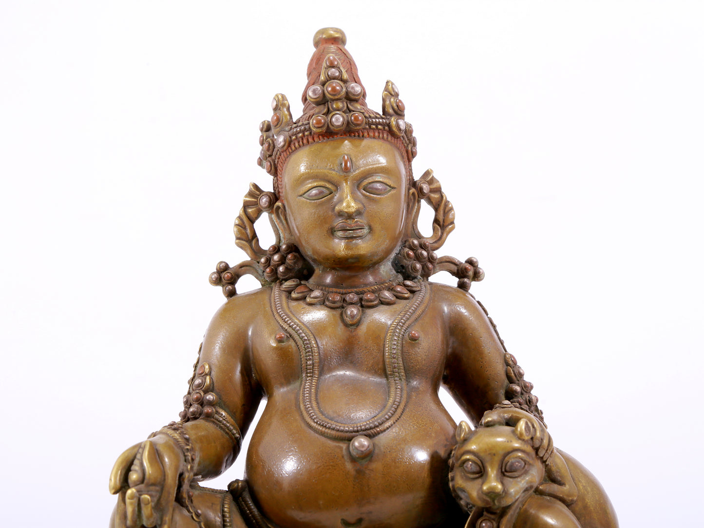 A solemn alloy copper inlaid silver statue of the God of Wealth