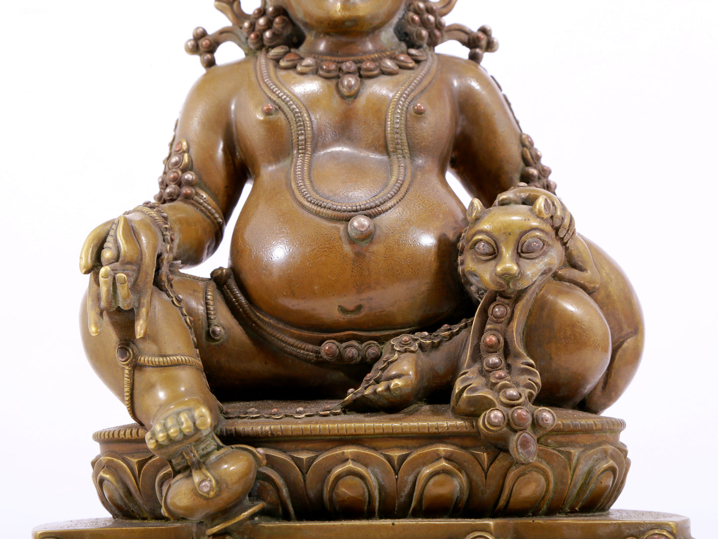 A solemn alloy copper inlaid silver statue of the God of Wealth