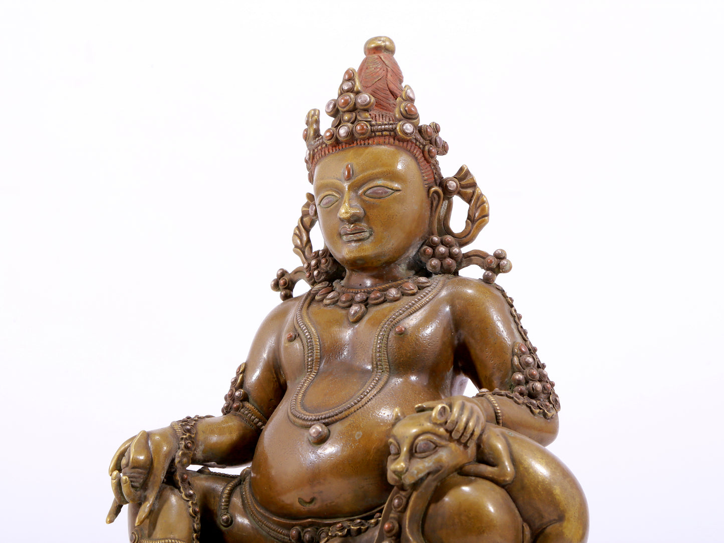 A solemn alloy copper inlaid silver statue of the God of Wealth