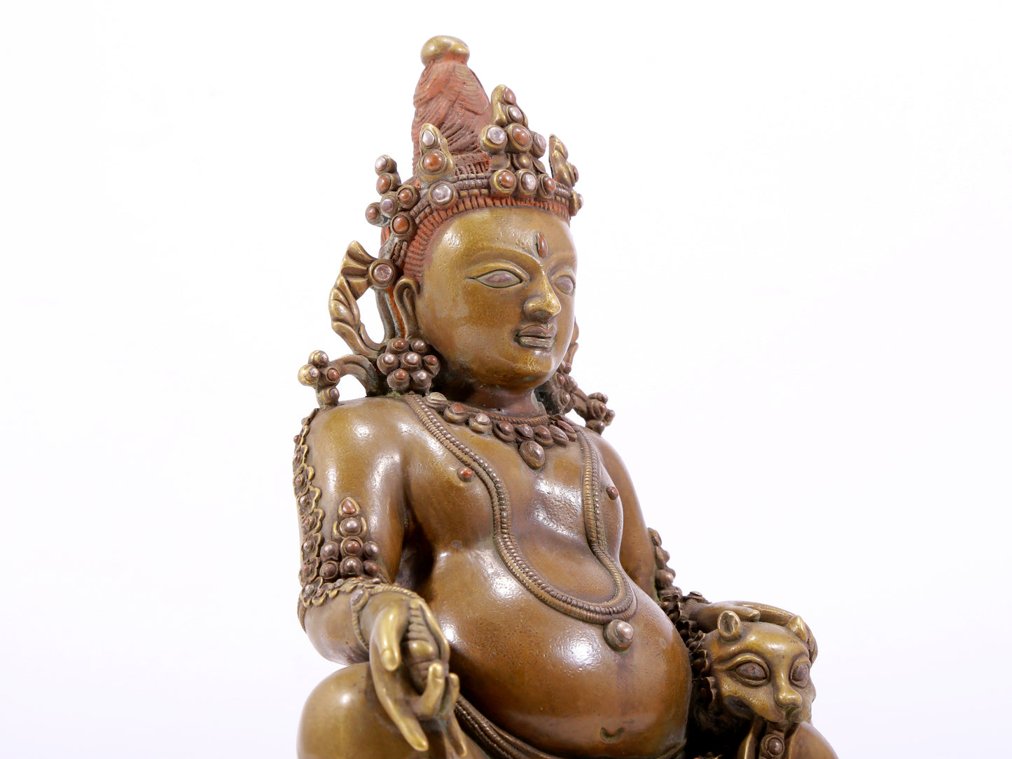 A solemn alloy copper inlaid silver statue of the God of Wealth