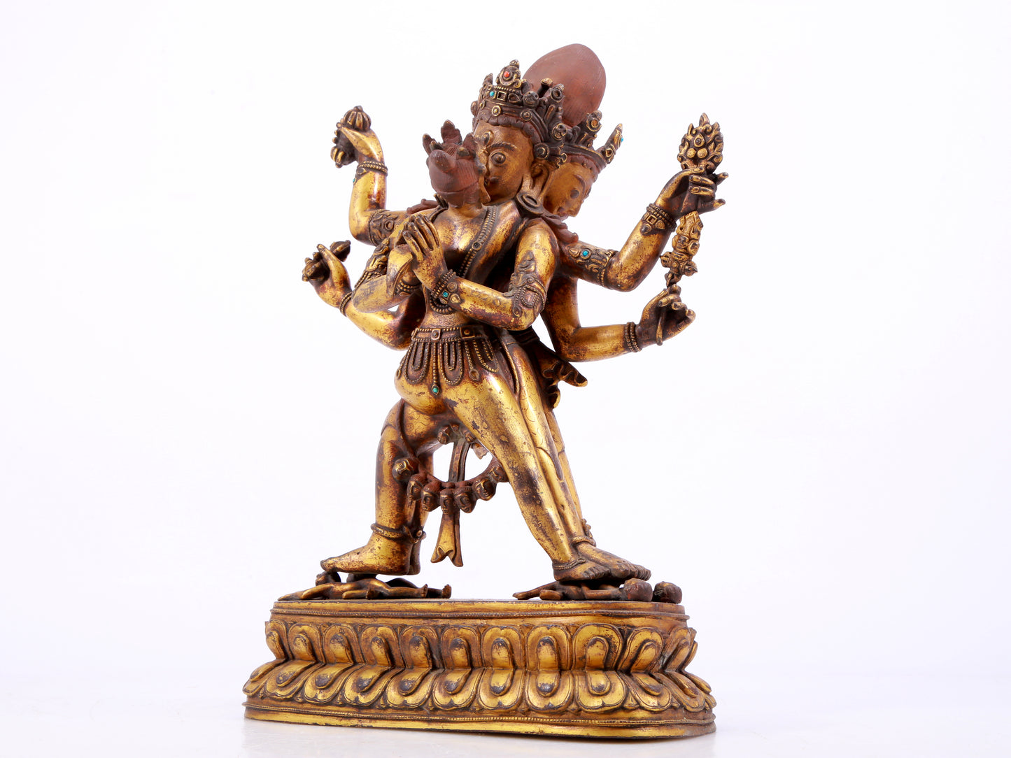 A majestic gilt bronze statue of the joyful Buddha