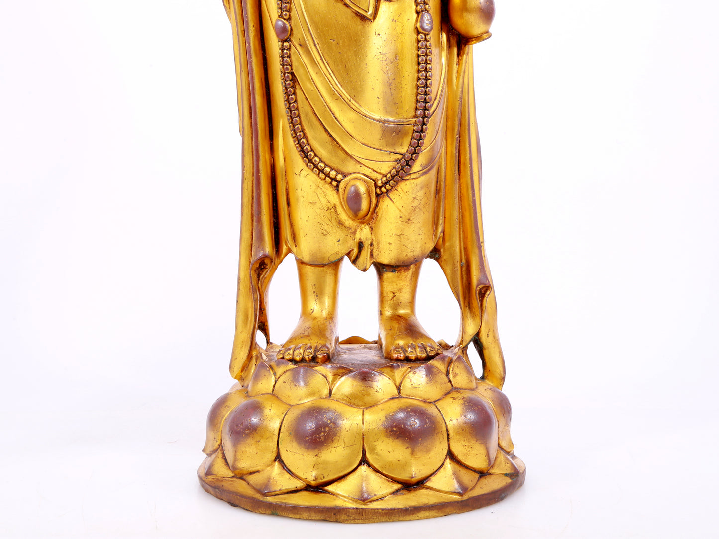 A majestic gilt bronze statue of Guanyin