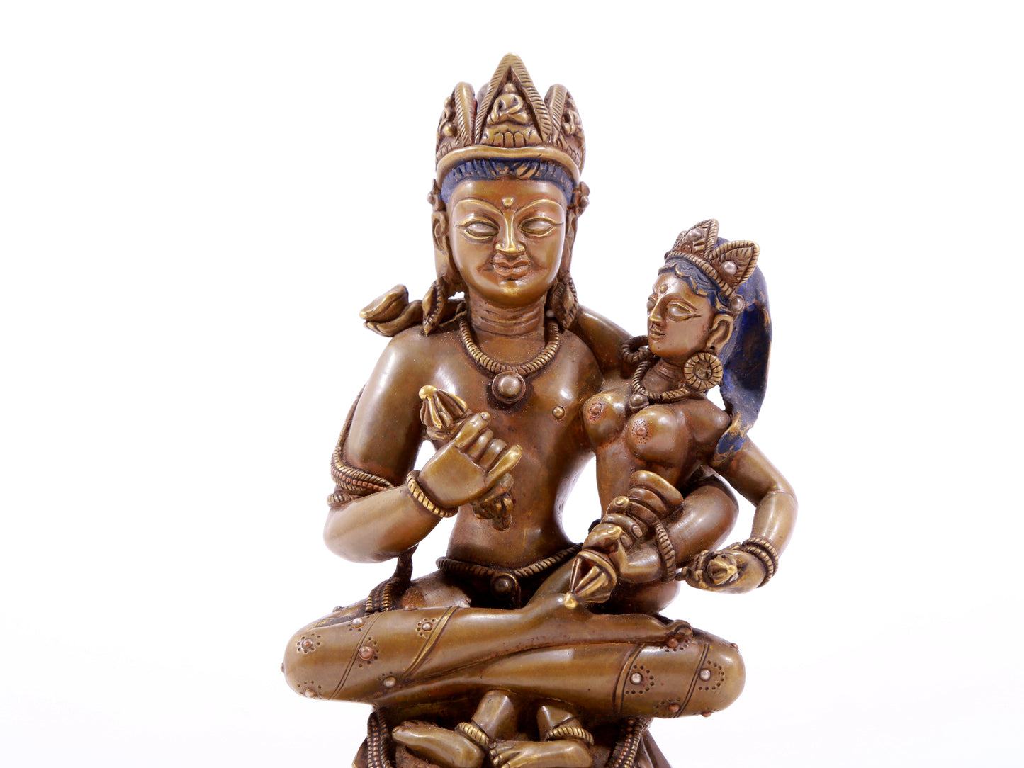 A solemn alloy copper inlaid silver Vajra statue