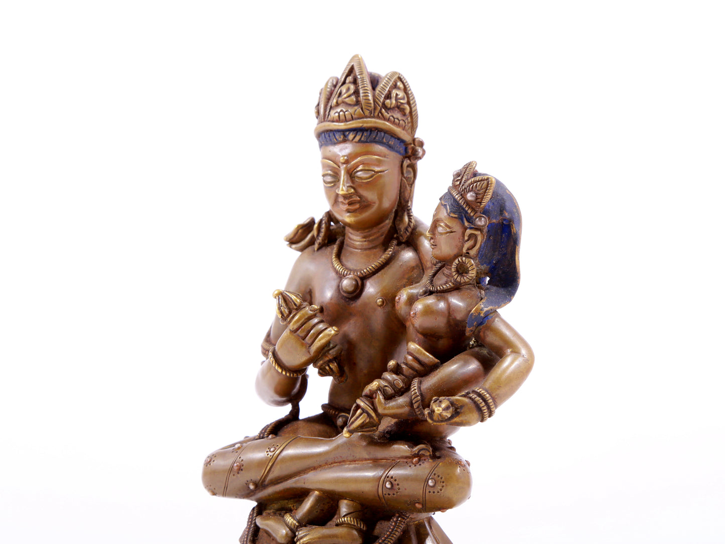 A solemn alloy copper inlaid silver Vajra statue