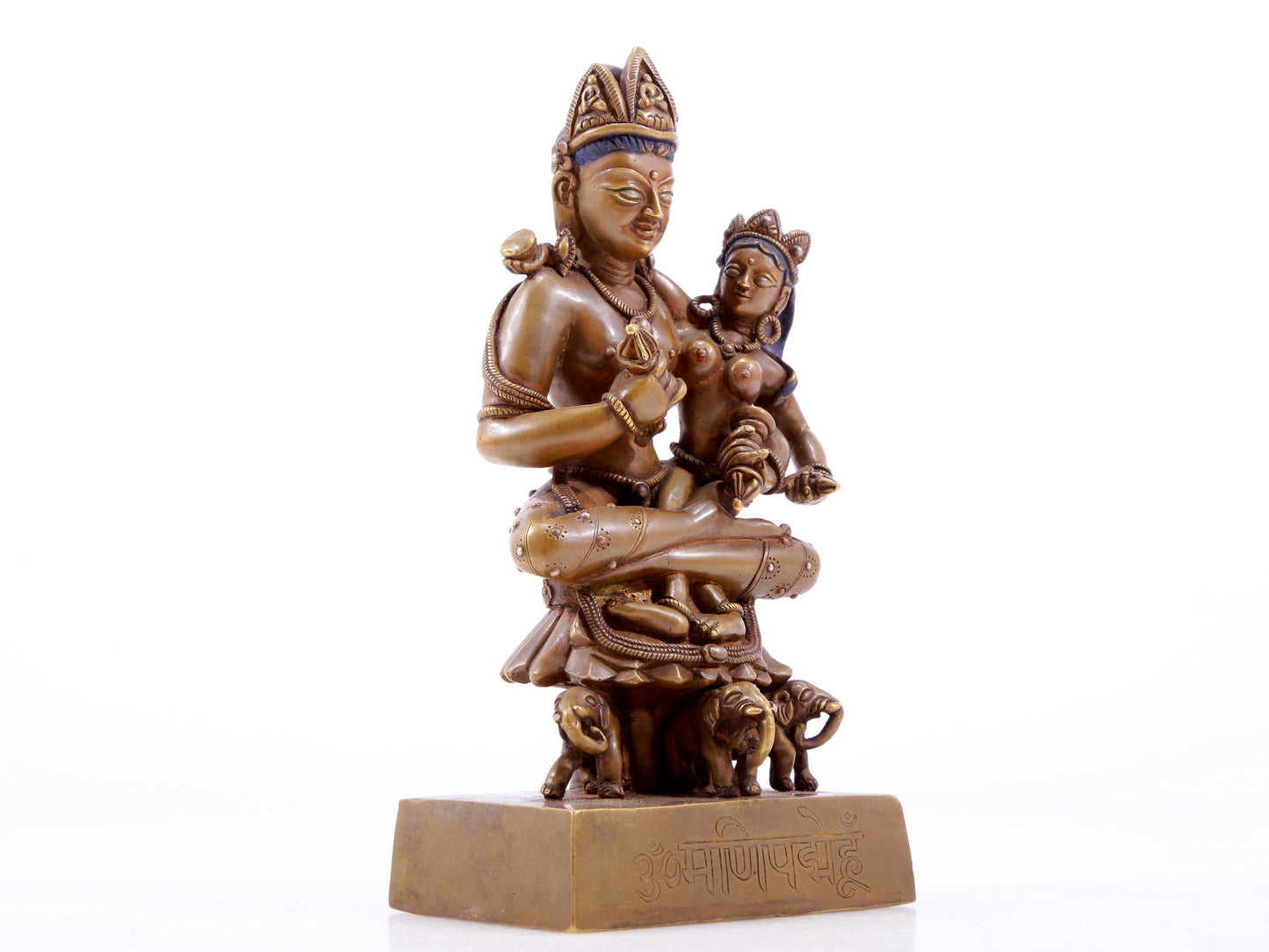 A solemn alloy copper inlaid silver Vajra statue