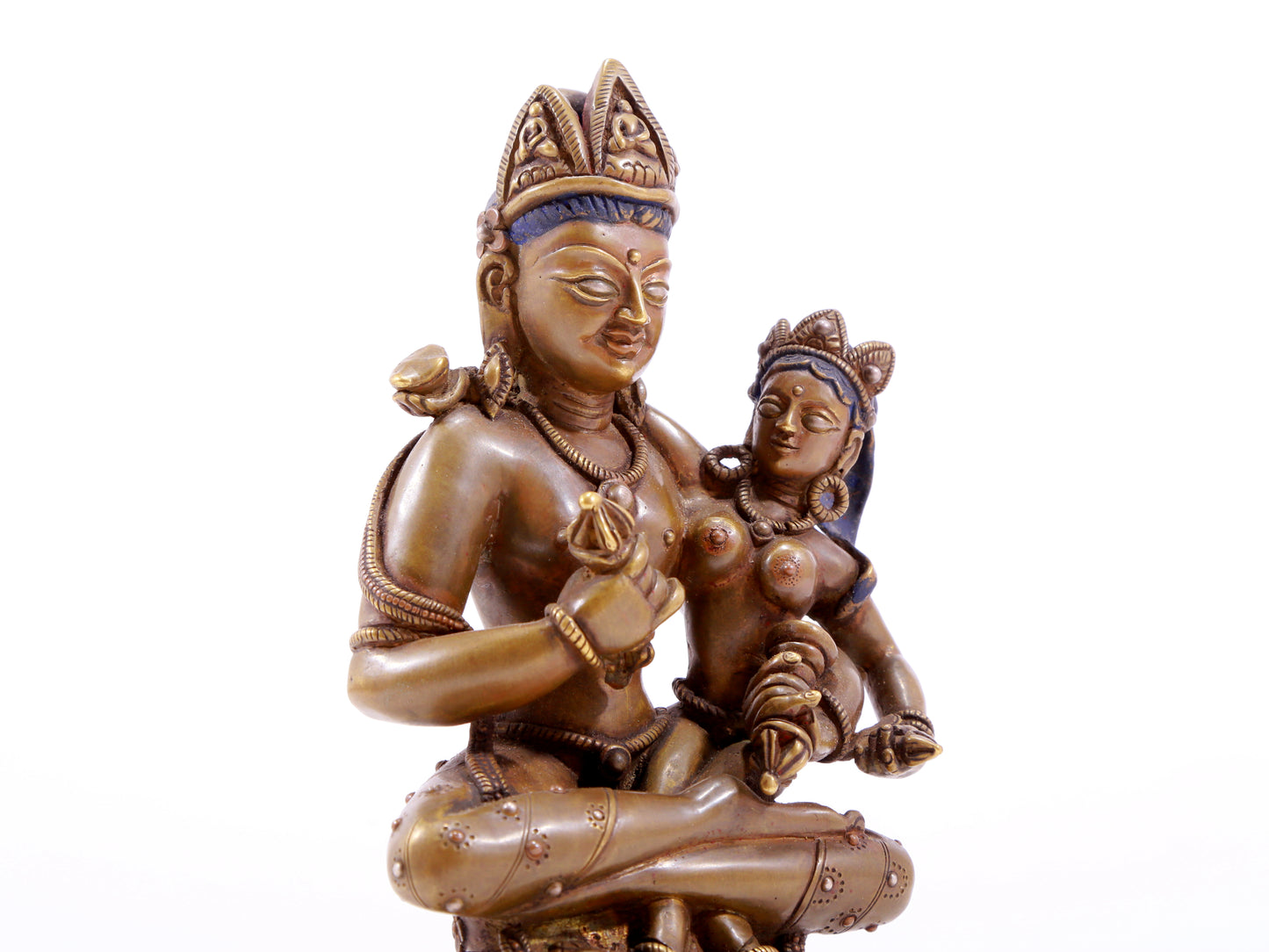 A solemn alloy copper inlaid silver Vajra statue