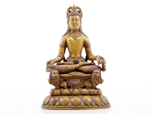 solemn alloy copper inlaid silver Buddha statue